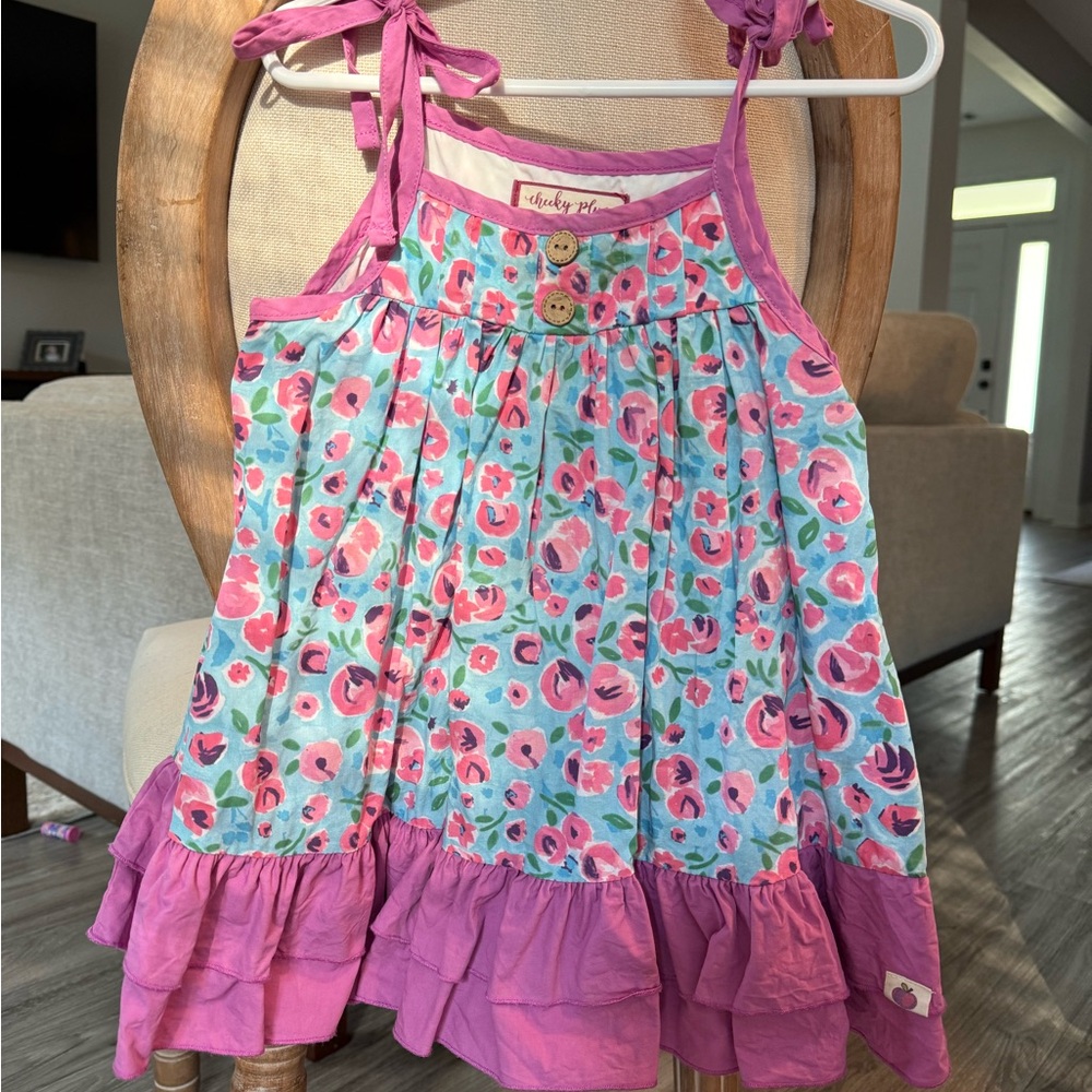 🐰🌸 Floral Print Cheeky Plum Dress